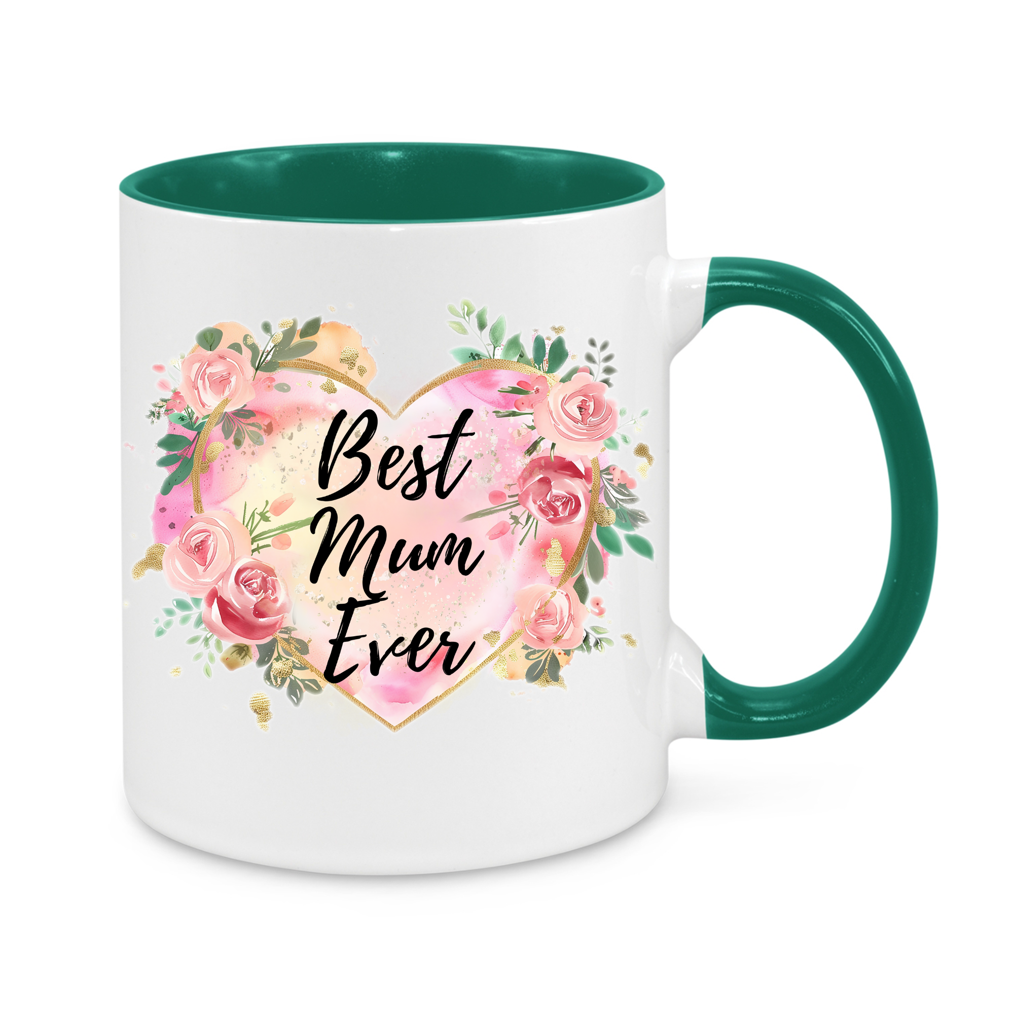 Best Mum Ever Floral Mug – Elegant Rose Heart Design – Thoughtful Mother’s Day or Birthday Gift for Mum