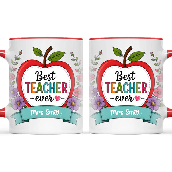 Personalised Best Teacher Ever Apple Mug, view 6