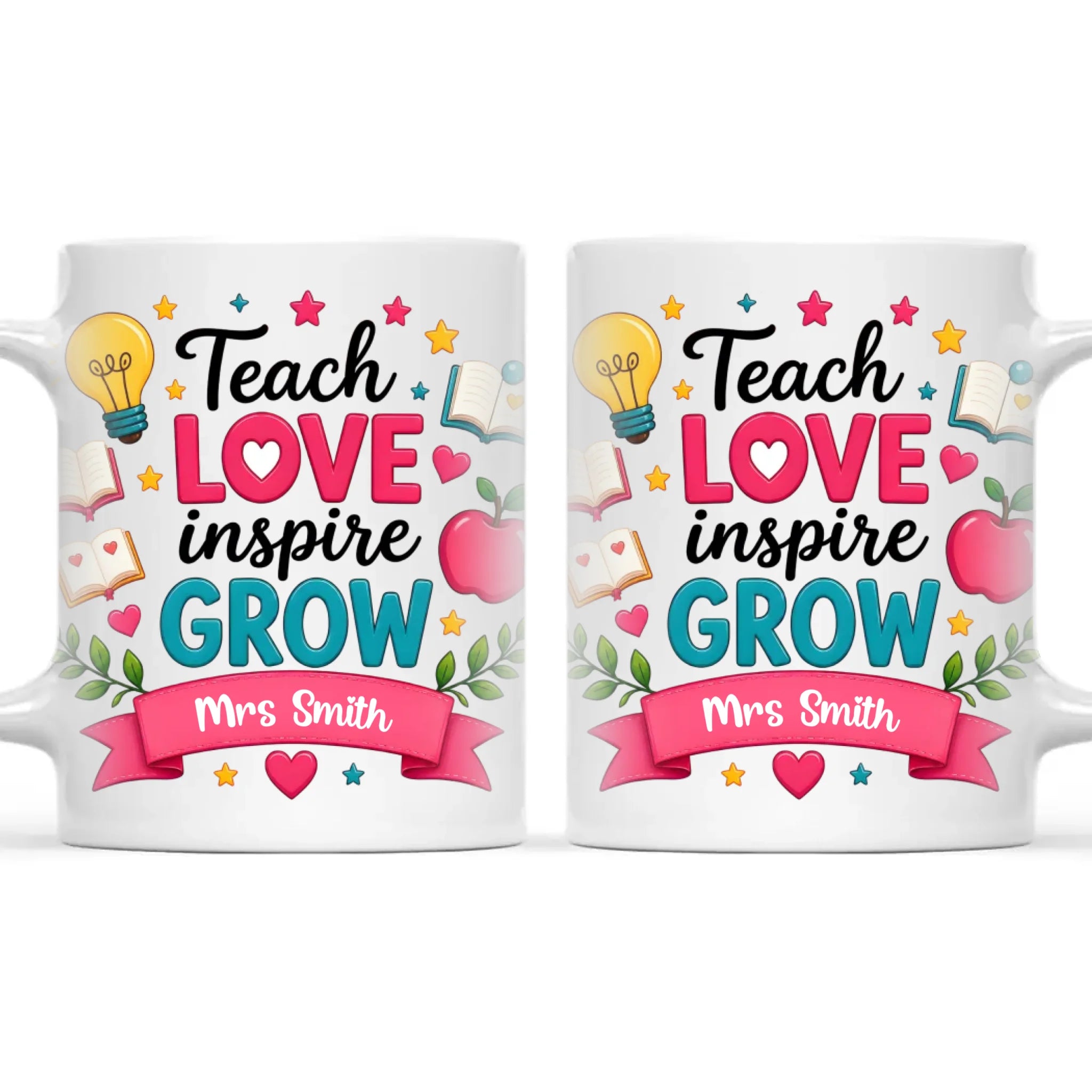 Personalised Teach Love Inspire Grow Teacher Mug, view 3