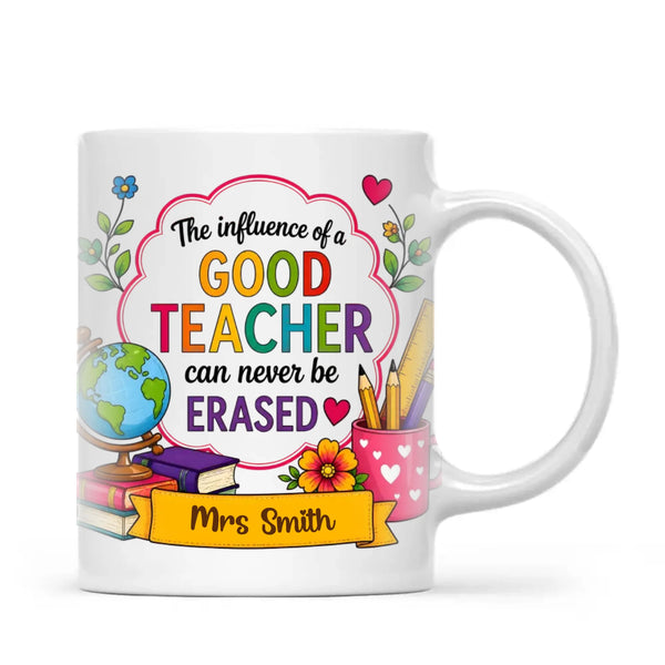 Personalised The Influence of a Good Teacher Mug, view 2