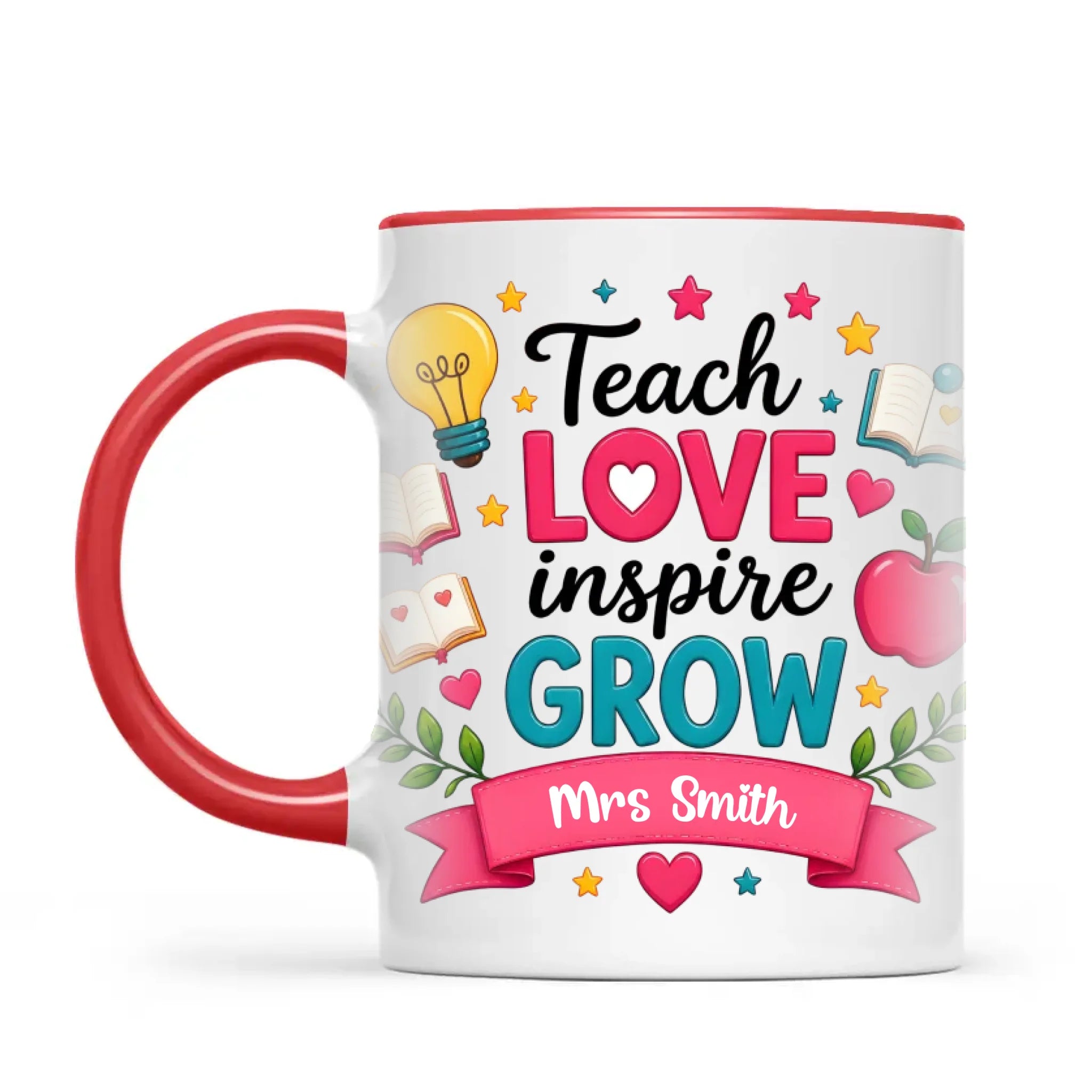 Personalised Teach Love Inspire Grow Teacher Mug, view 4