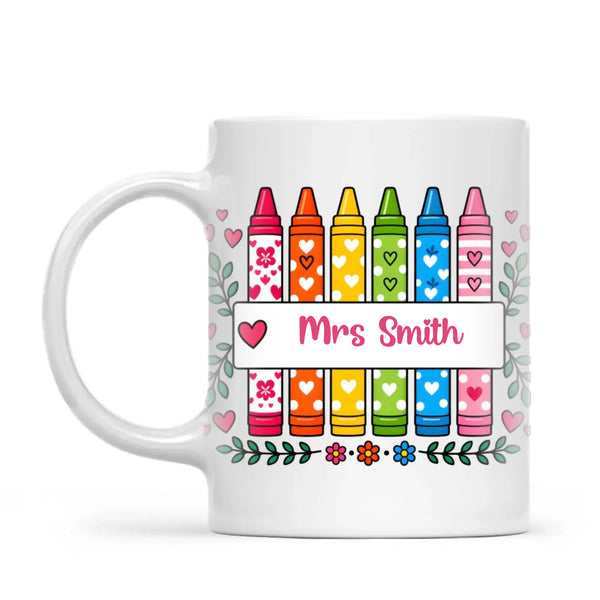 Personalised Crayon Teacher Name Mug