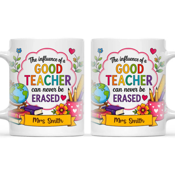 Personalised The Influence of a Good Teacher Mug, view 3