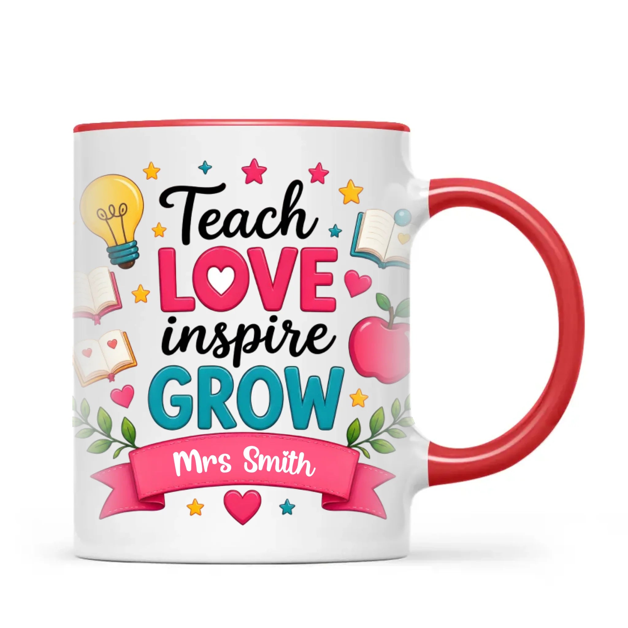 Personalised Teach Love Inspire Grow Teacher Mug, view 5