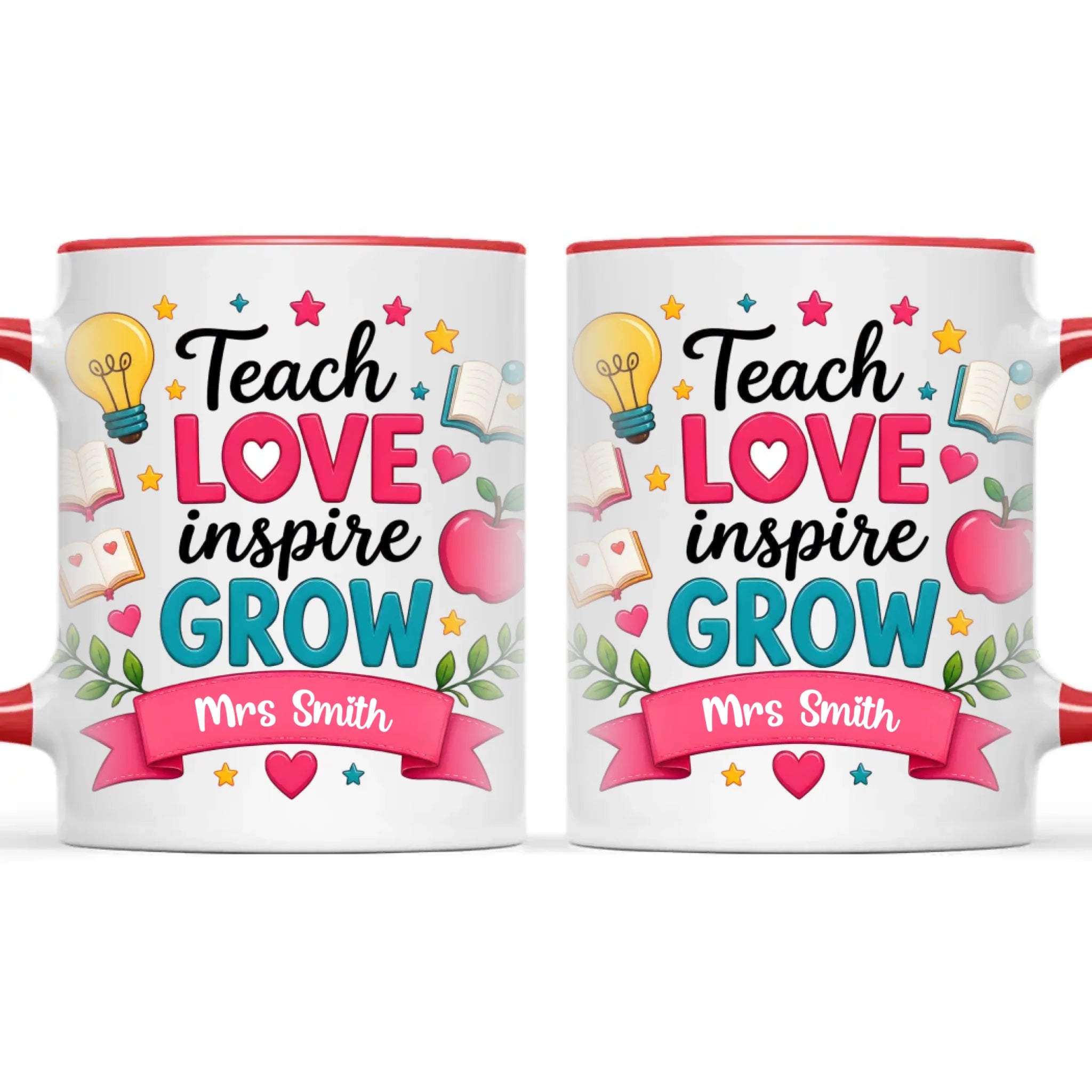 Personalised Teach Love Inspire Grow Teacher Mug, view 6