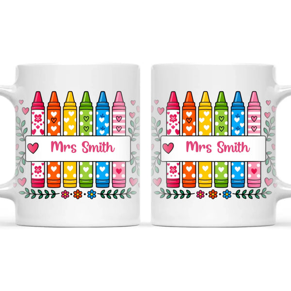 Personalised Crayon Teacher Name Mug, view 3