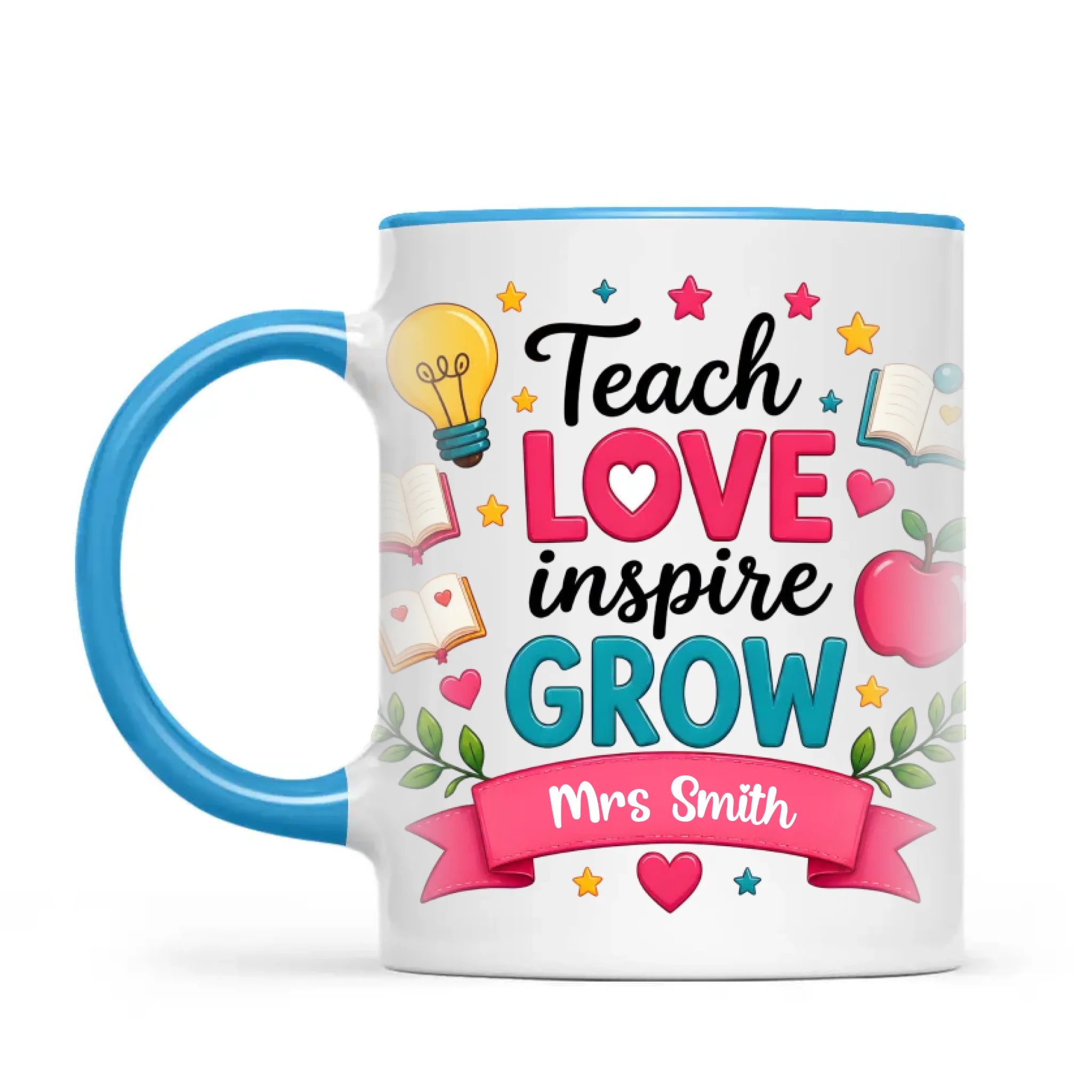 Personalised Teach Love Inspire Grow Teacher Mug, view 7