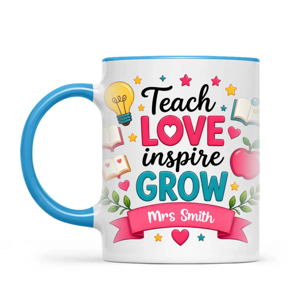 Personalised Teach Love Inspire Grow Teacher Mug, view 7