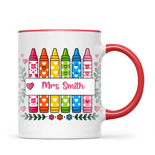 Personalised Crayon Teacher Name Mug, view 5