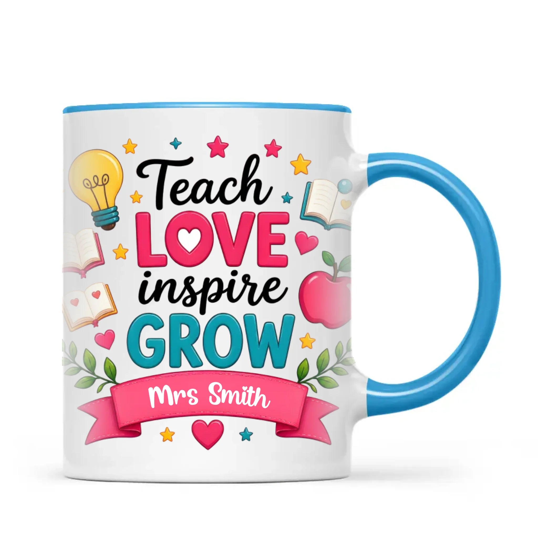Personalised Teach Love Inspire Grow Teacher Mug, view 8