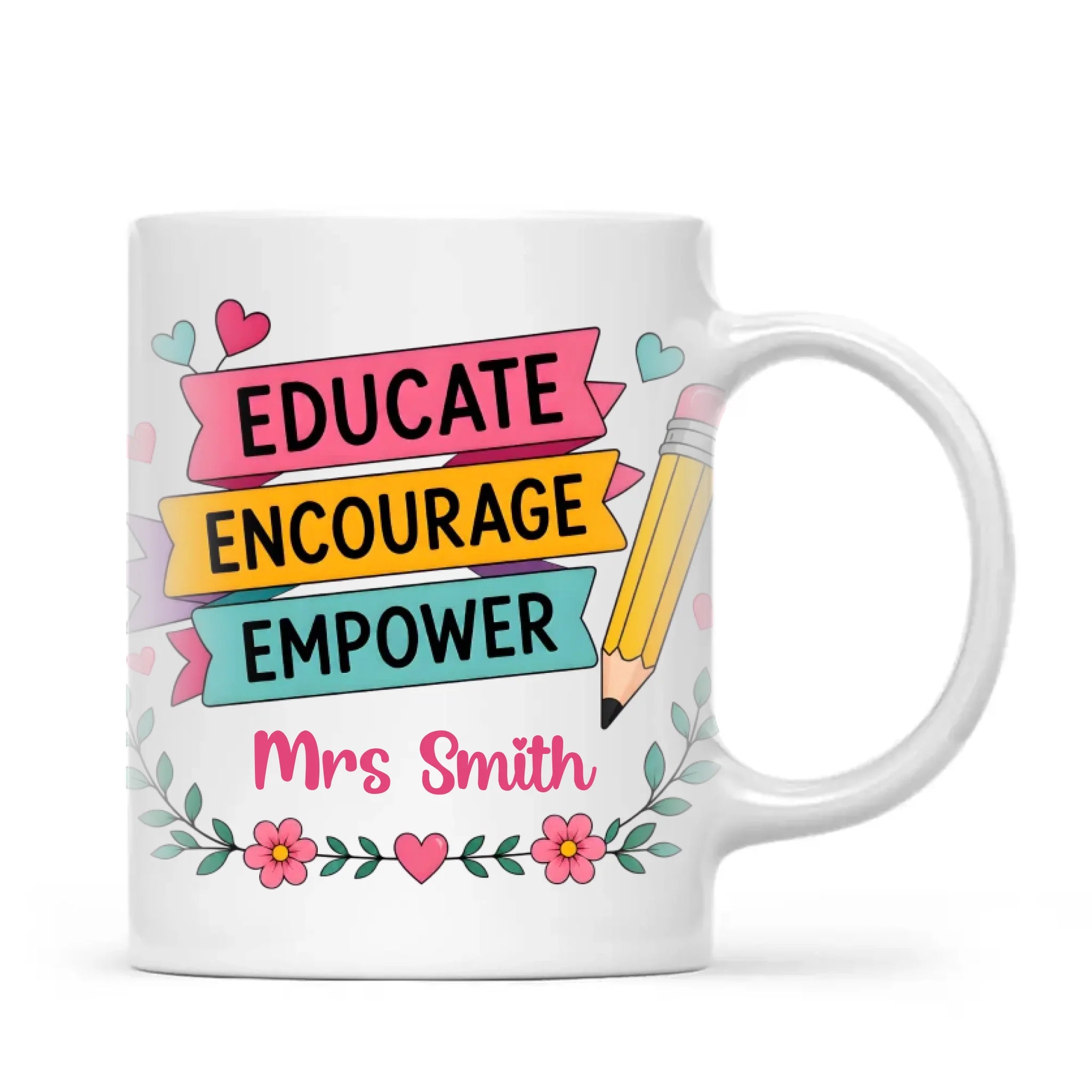 Personalised Educate Encourage Empower Teacher Mug, view 2