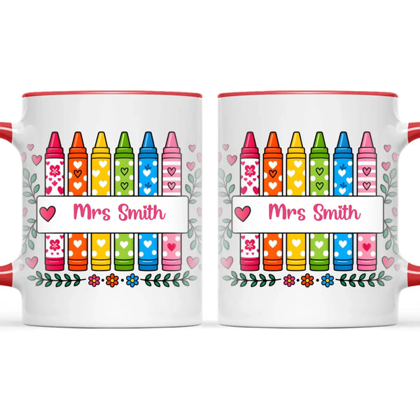 Personalised Crayon Teacher Name Mug, view 6
