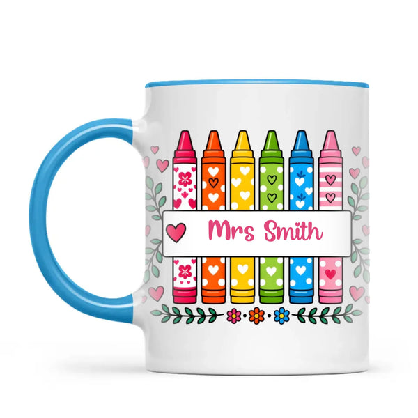 Personalised Crayon Teacher Name Mug, view 7