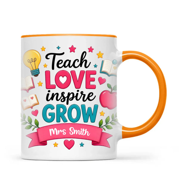 Personalised Teach Love Inspire Grow Teacher Mug, view 11