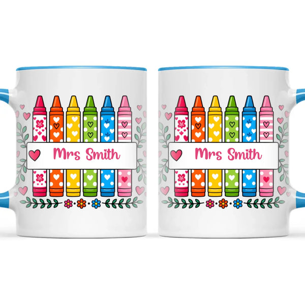 Personalised Crayon Teacher Name Mug, view 9