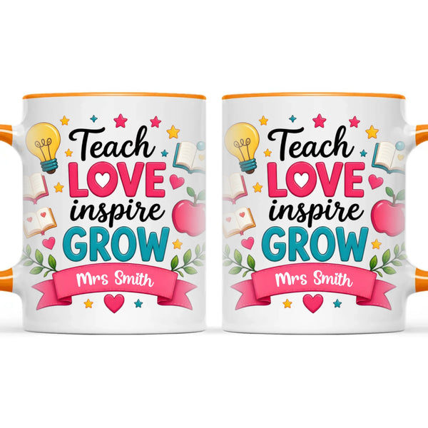 Personalised Teach Love Inspire Grow Teacher Mug, view 12