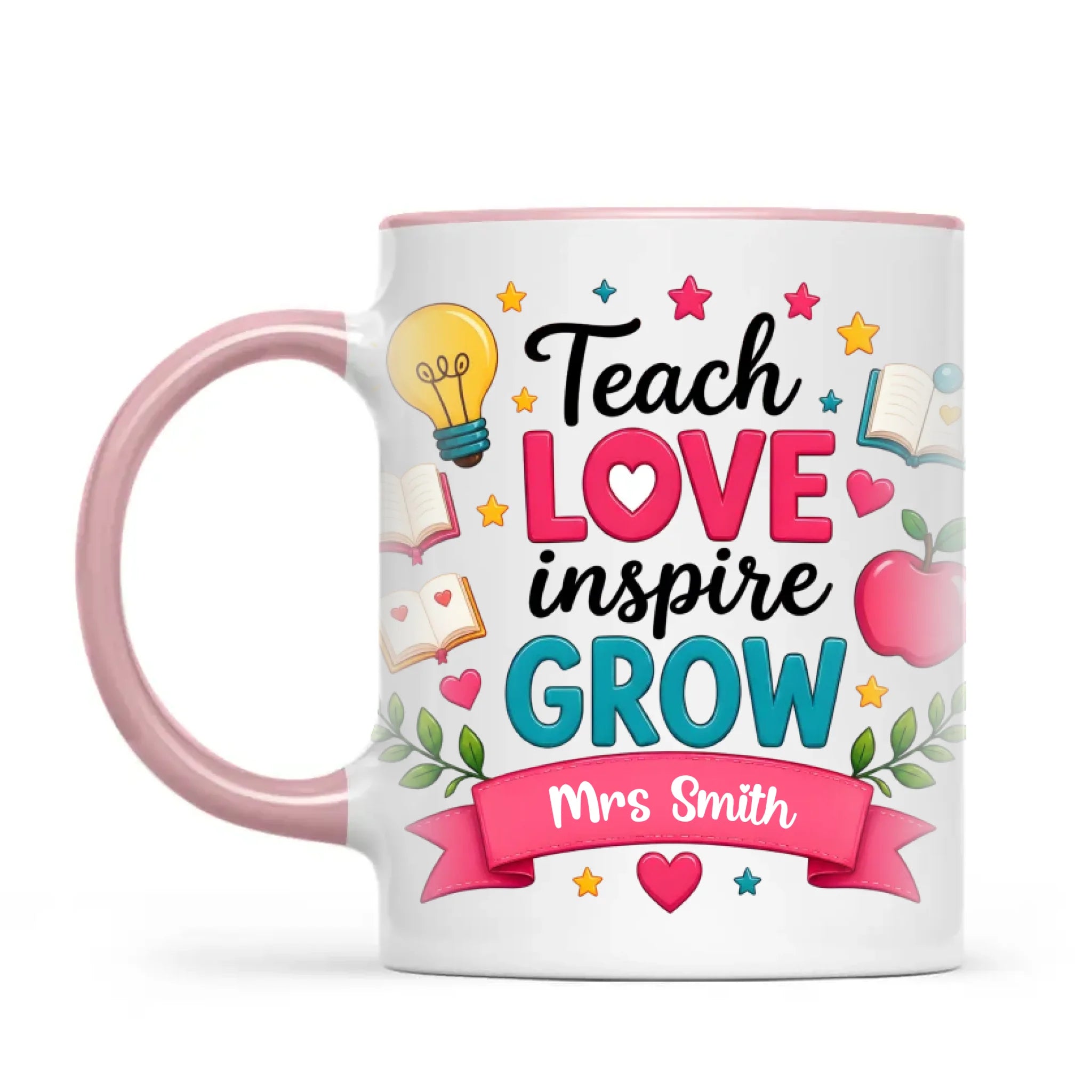 Personalised Teach Love Inspire Grow Teacher Mug, view 13