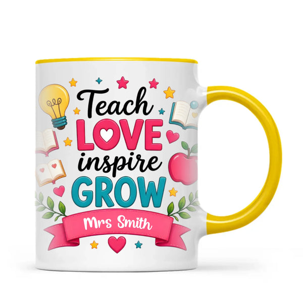 Personalised Teach Love Inspire Grow Teacher Mug, view 17