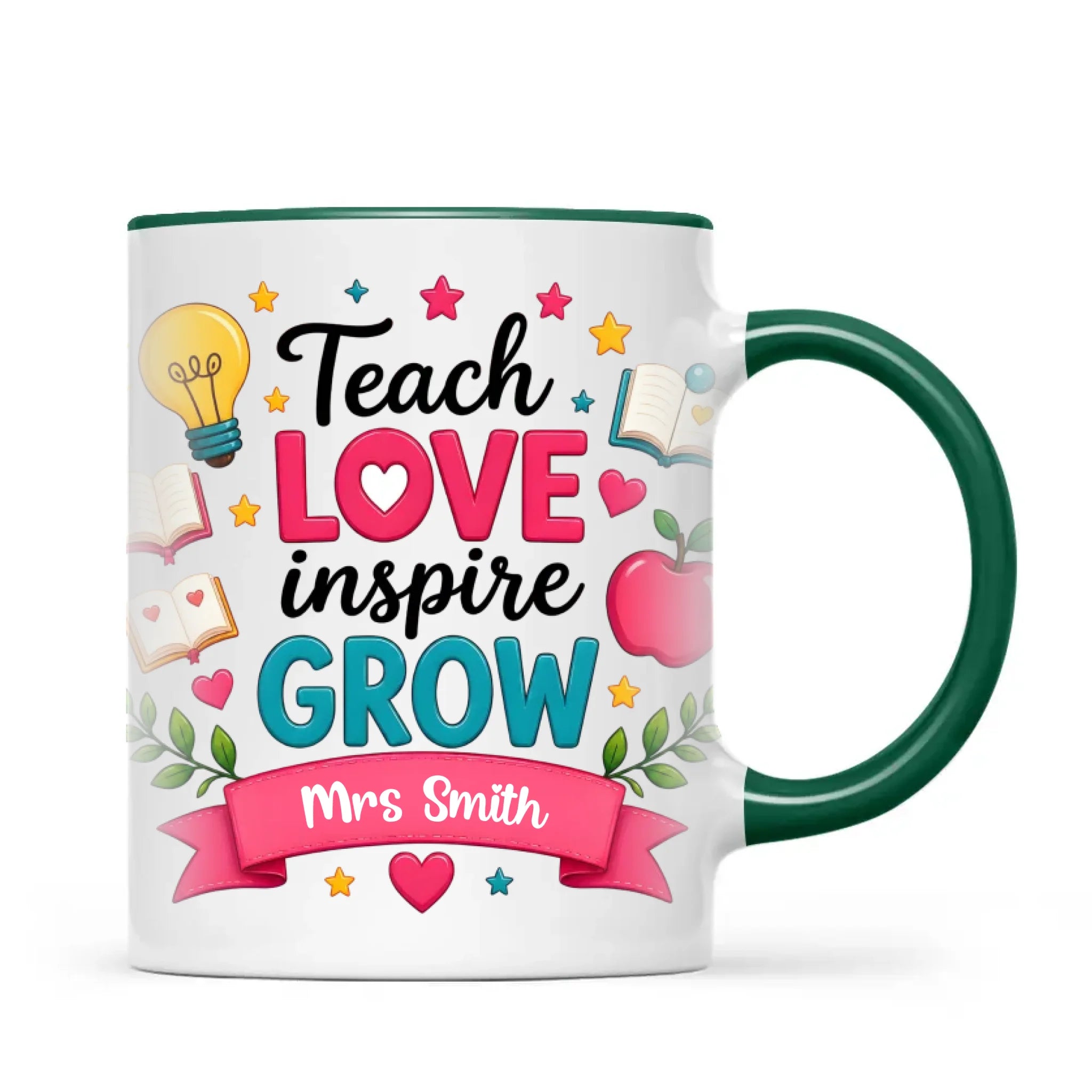 Personalised Teach Love Inspire Grow Teacher Mug, view 20
