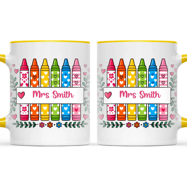 Personalised Crayon Teacher Name Mug, view 18