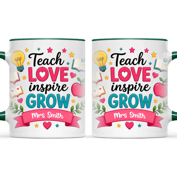 Personalised Teach Love Inspire Grow Teacher Mug, view 21