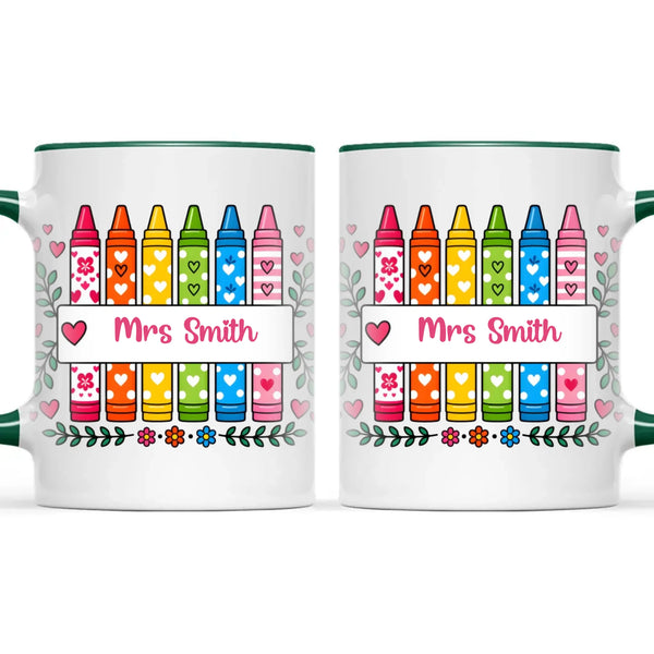 Personalised Crayon Teacher Name Mug, view 21