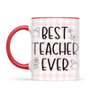 Personalised Best Teacher Ever Mug, Pink Gingham Pencils, view 4