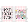 Personalised Best Teacher Ever Mug, Pink Gingham Pencils, view 3