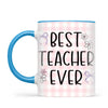 Personalised Best Teacher Ever Mug, Pink Gingham Pencils, view 7