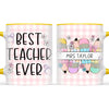 Personalised Best Teacher Ever Mug, Pink Gingham Pencils, view 18