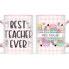 Personalised Best Teacher Ever Mug, Pink Gingham Pencils, view 15