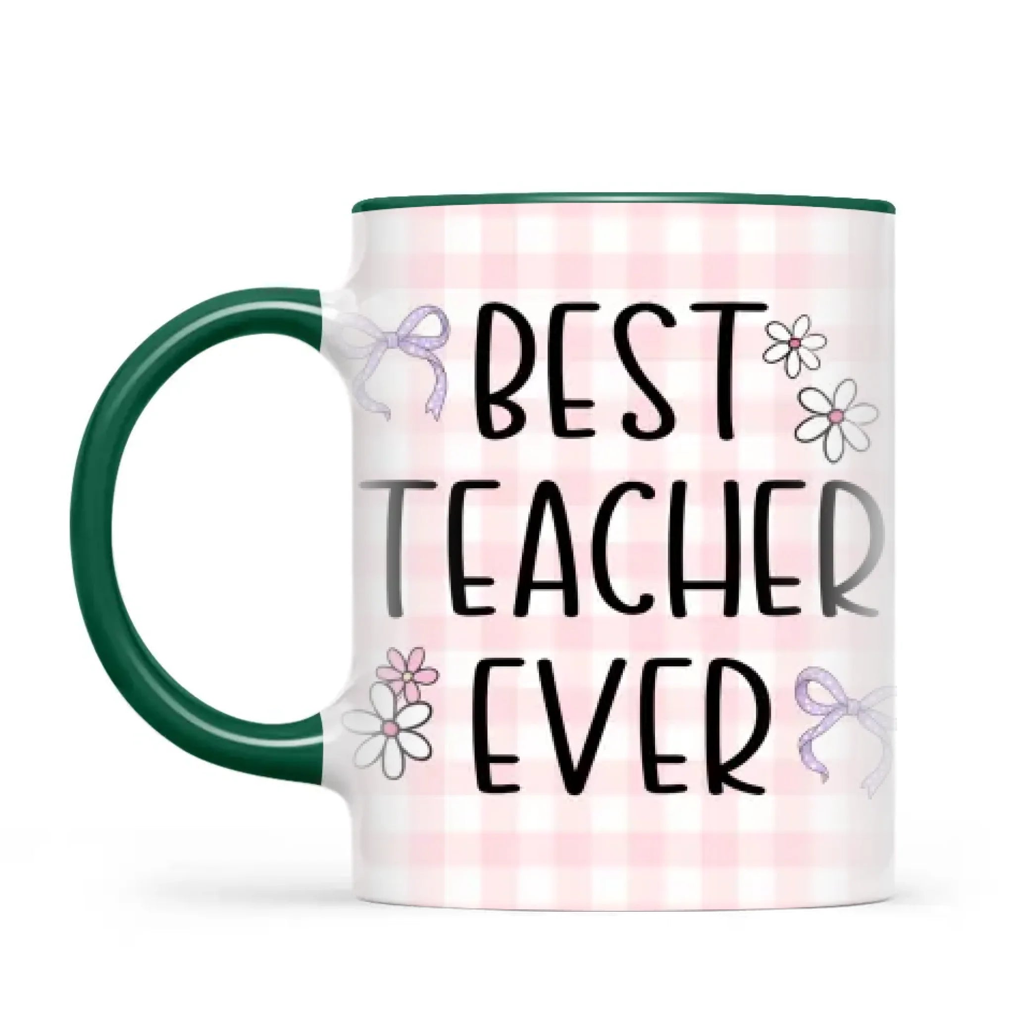 Personalised Best Teacher Ever Mug, Pink Gingham Pencils, view 19