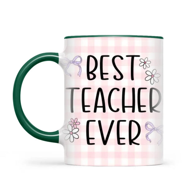 Personalised Best Teacher Ever Mug, Pink Gingham Pencils, view 19