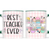 Personalised Best Teacher Ever Mug, Pink Gingham Pencils, view 21