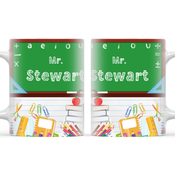 Personalised Green Chalkboard Teacher Mug, view 3