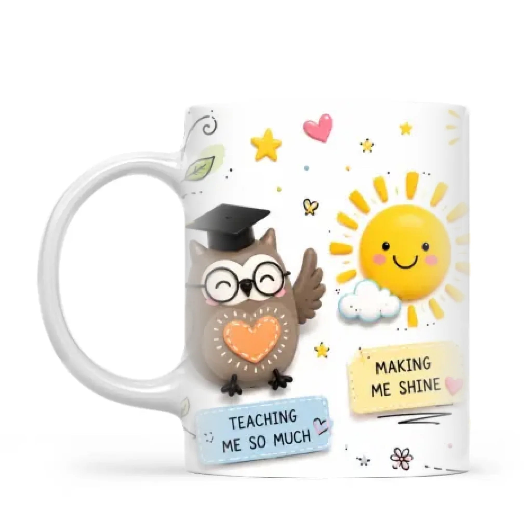 Thank You Teacher Mug, Owl, Bee and Rainbow