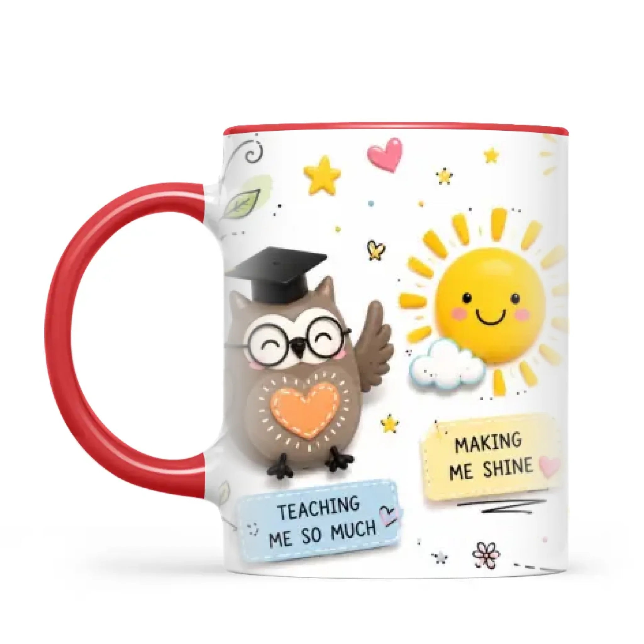 Thank You Teacher Mug, Owl, Bee and Rainbow, view 4