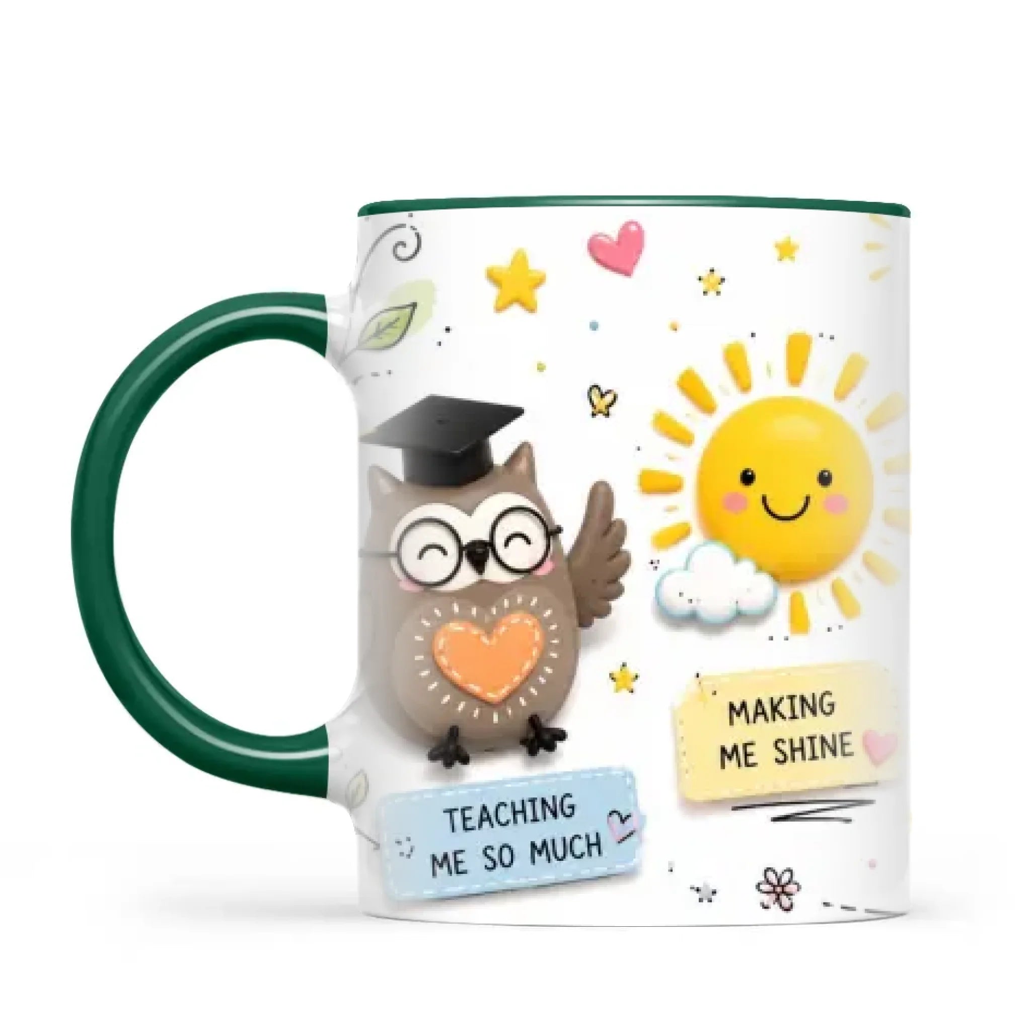 Thank You Teacher Mug, Owl, Bee and Rainbow, view 19