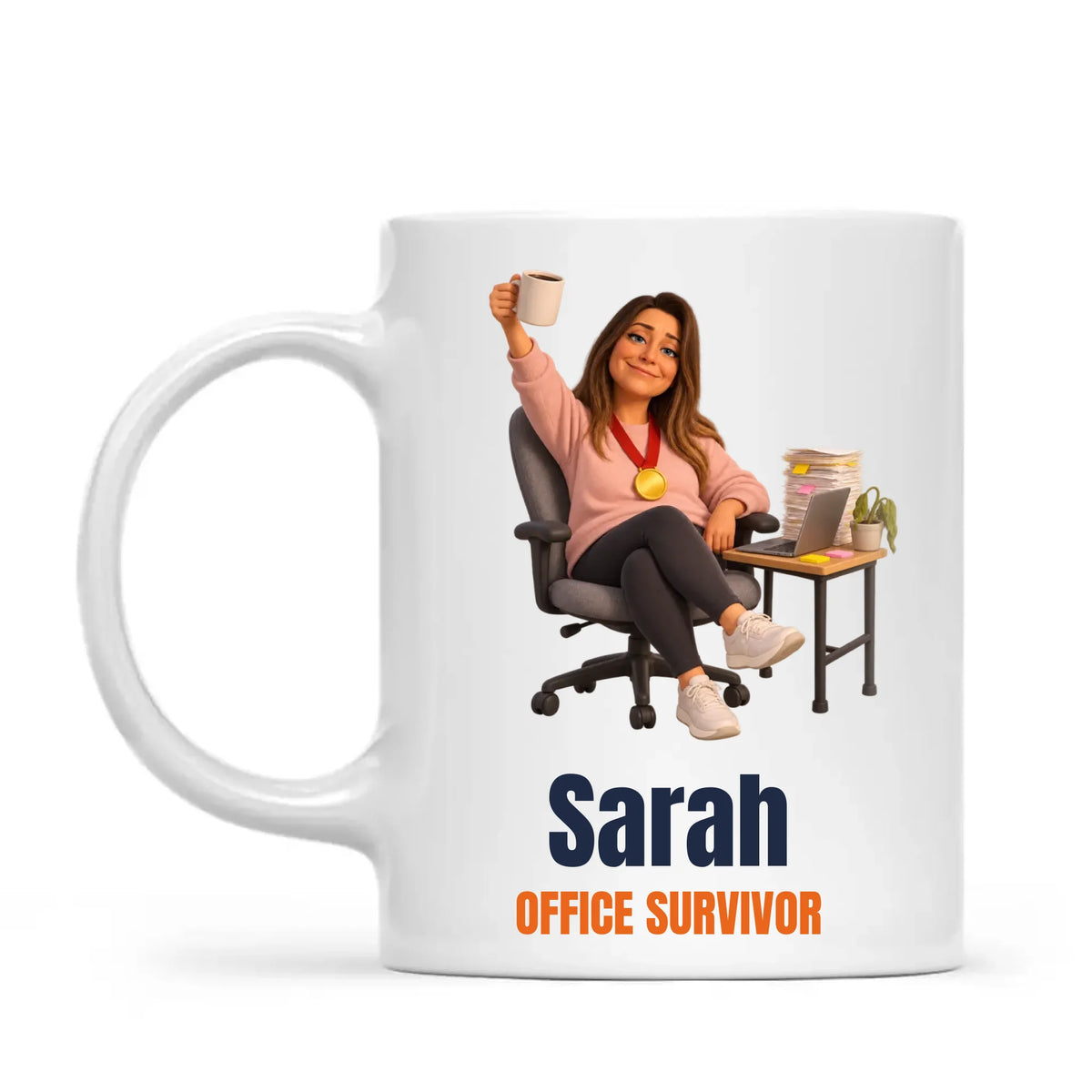Personalised Office Survivor Cartoon Mug from Your Photo