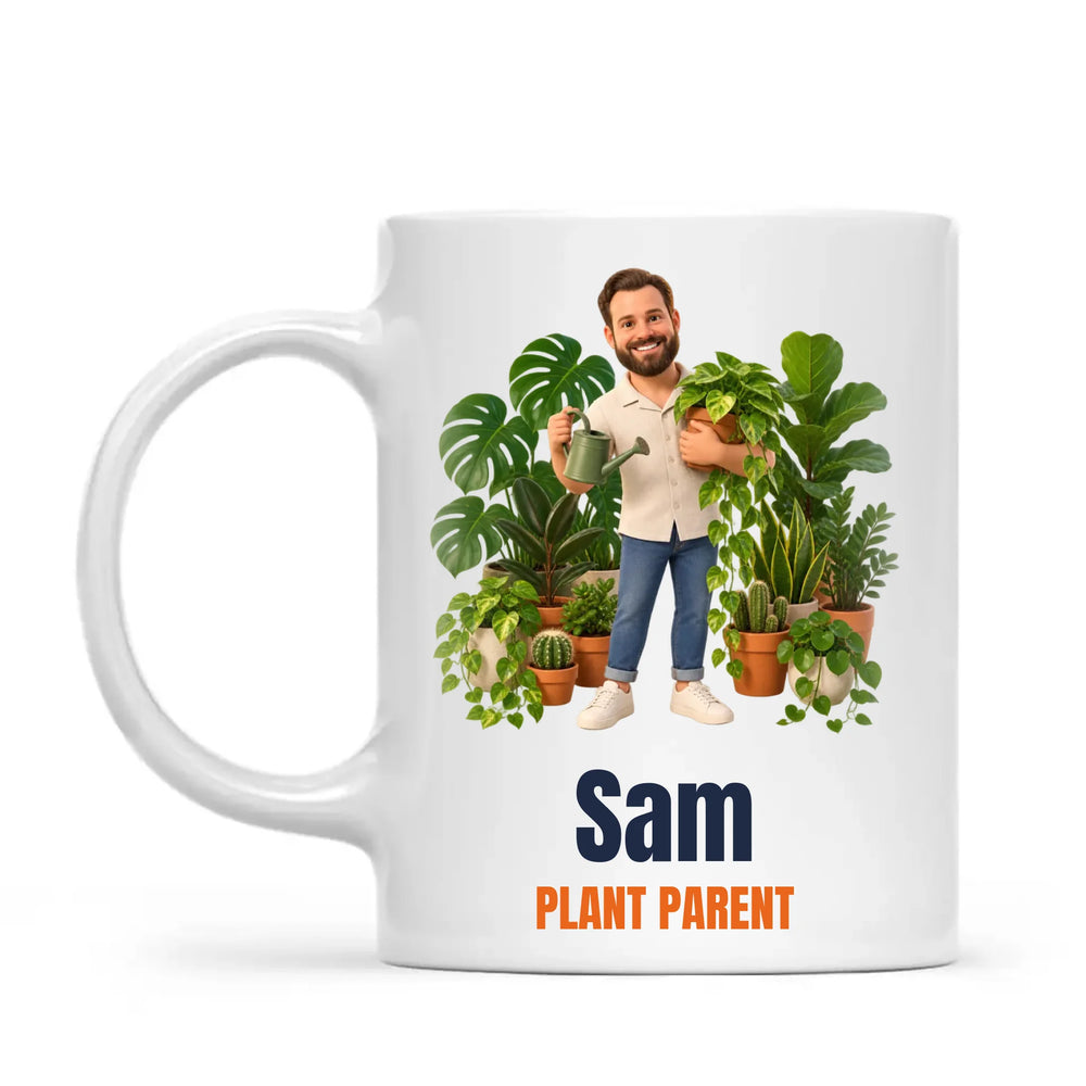 Personalised Plant Parent Cartoon Mug from Your Photo