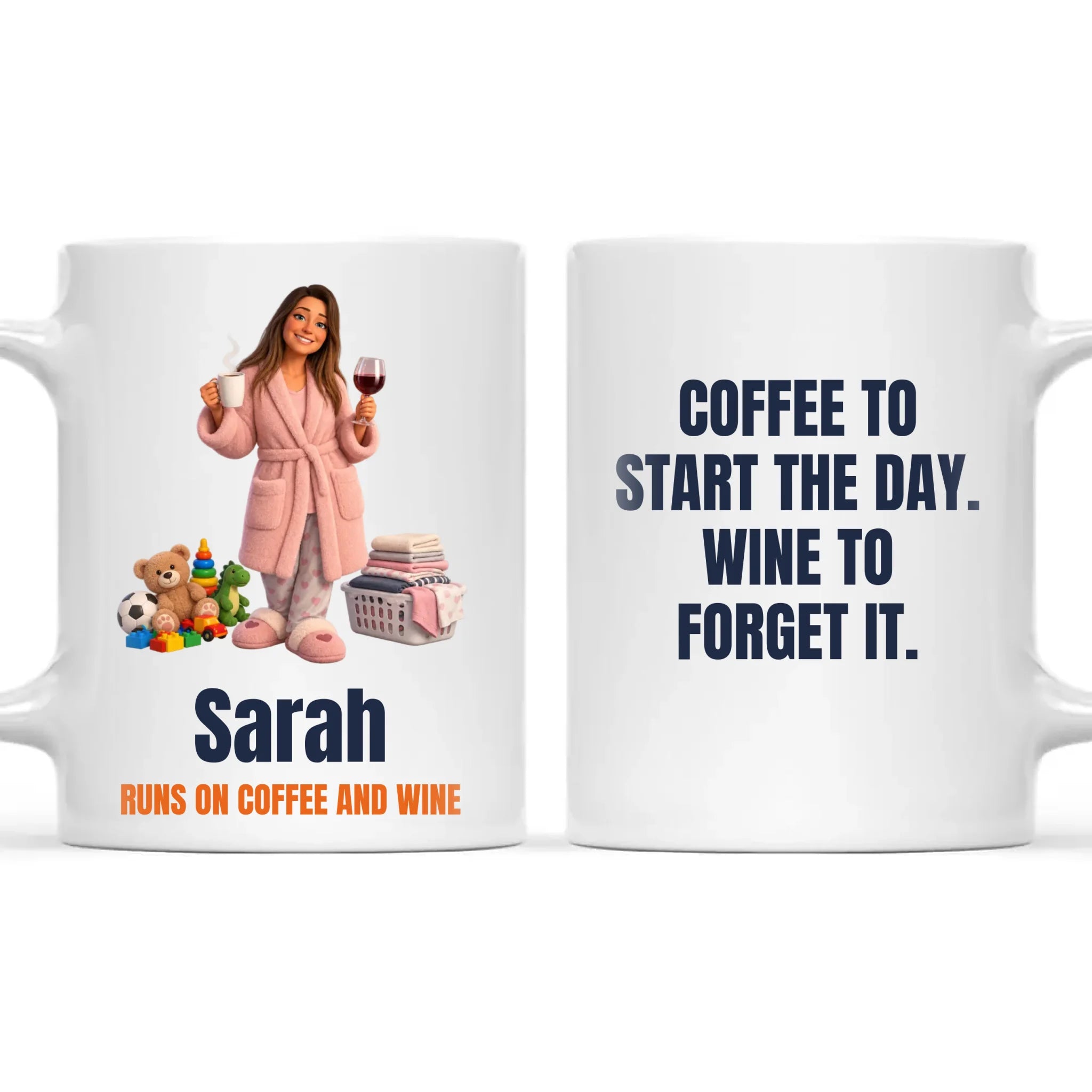 Personalised Coffee to Wine Cartoon Mug from Your Photo, view 3