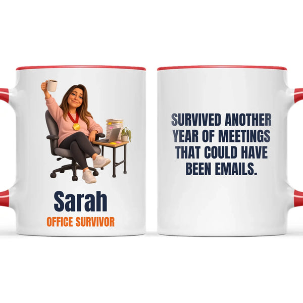 Personalised Office Survivor Cartoon Mug from Your Photo, view 6