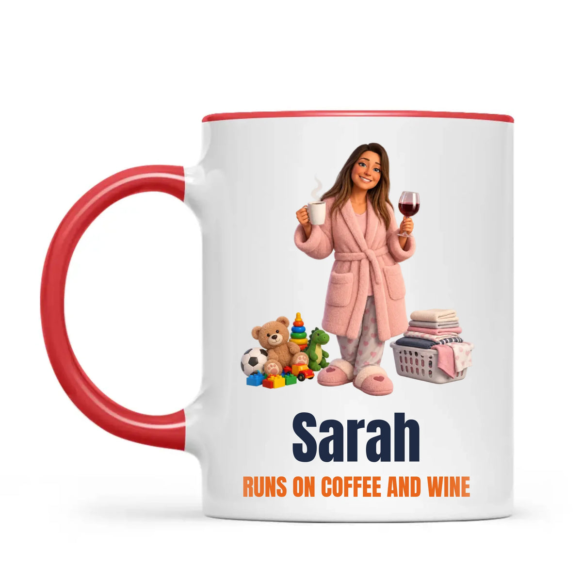 Personalised Coffee to Wine Cartoon Mug from Your Photo, view 4