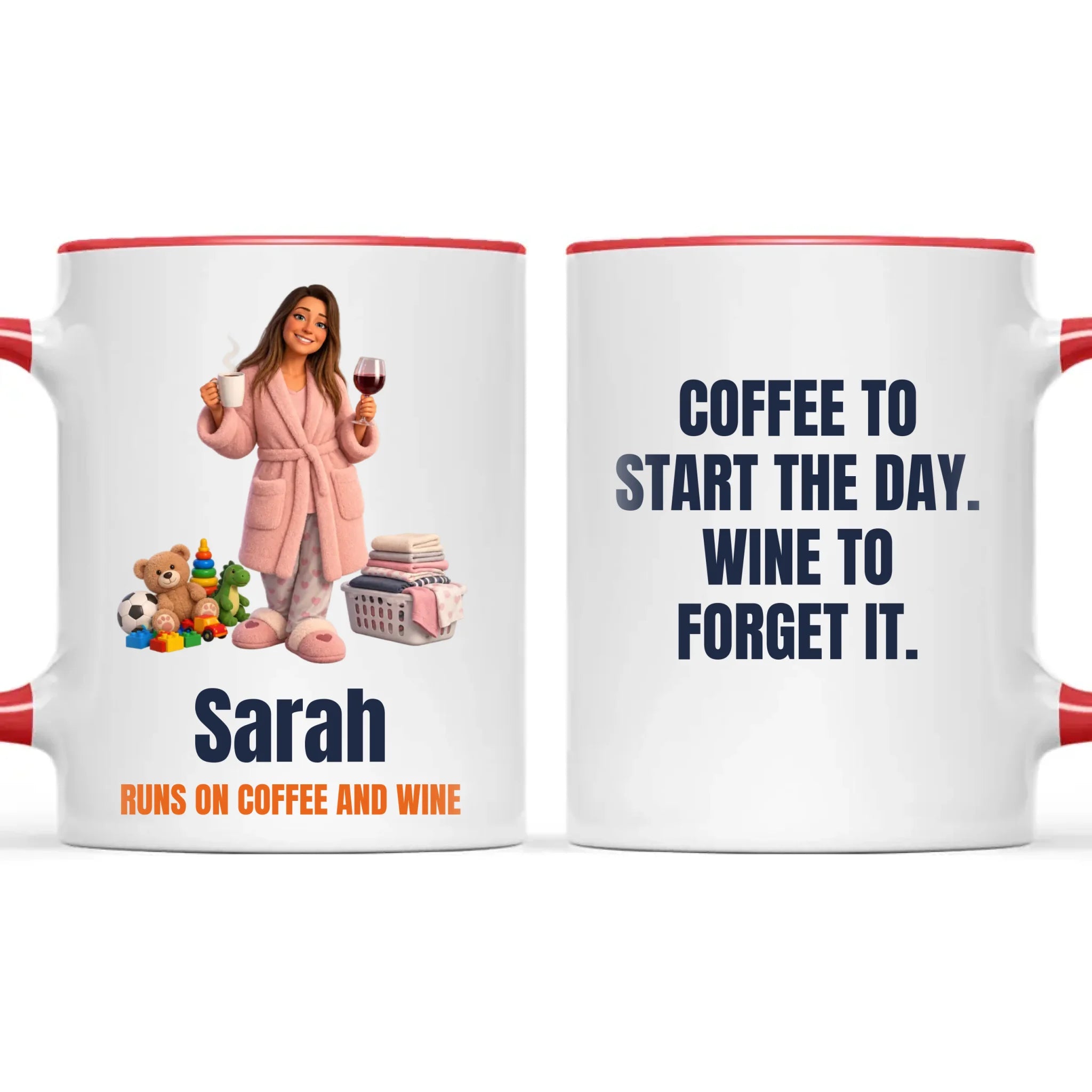 Personalised Coffee to Wine Cartoon Mug from Your Photo, view 6