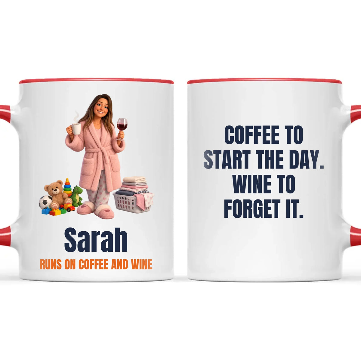 Personalised Coffee to Wine Cartoon Mug from Your Photo, view 6