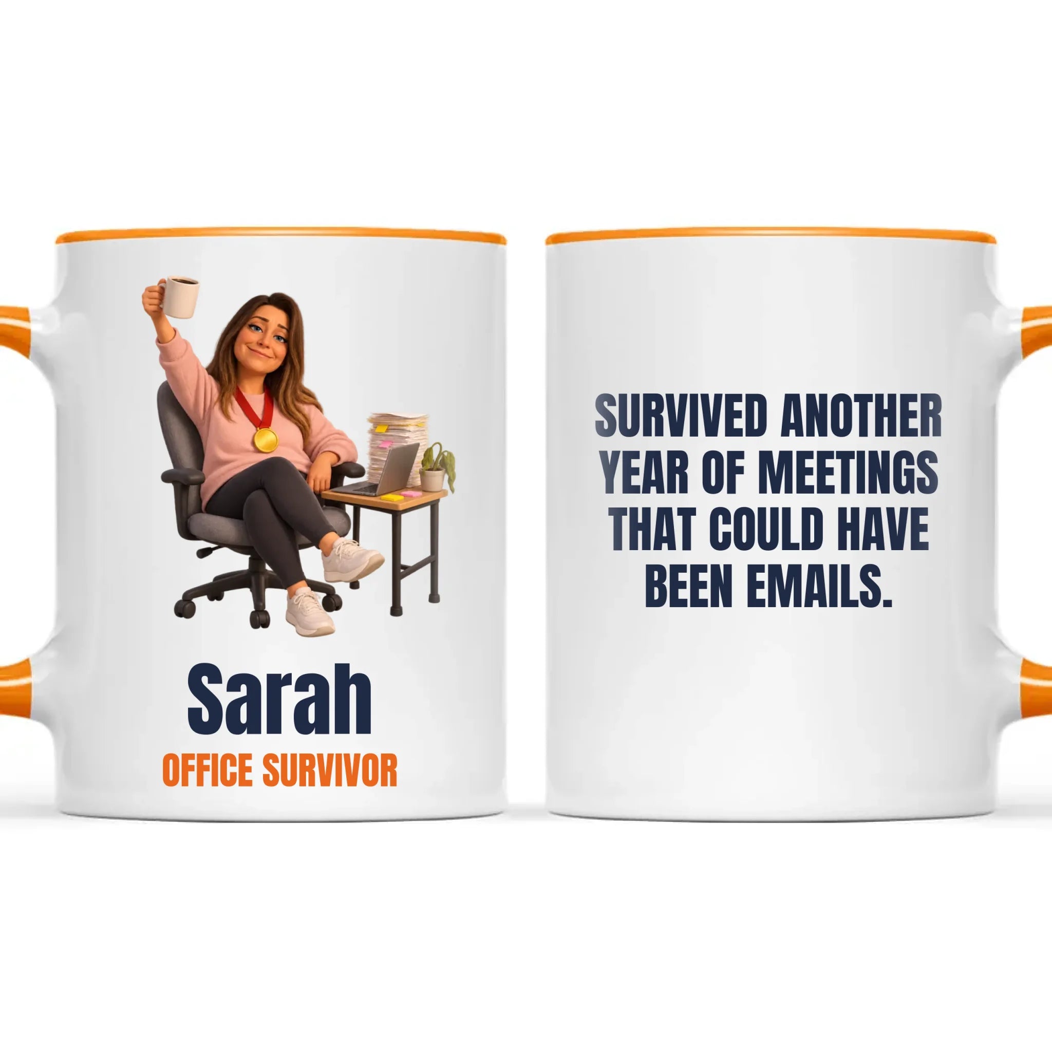 Personalised Office Survivor Cartoon Mug from Your Photo, view 12