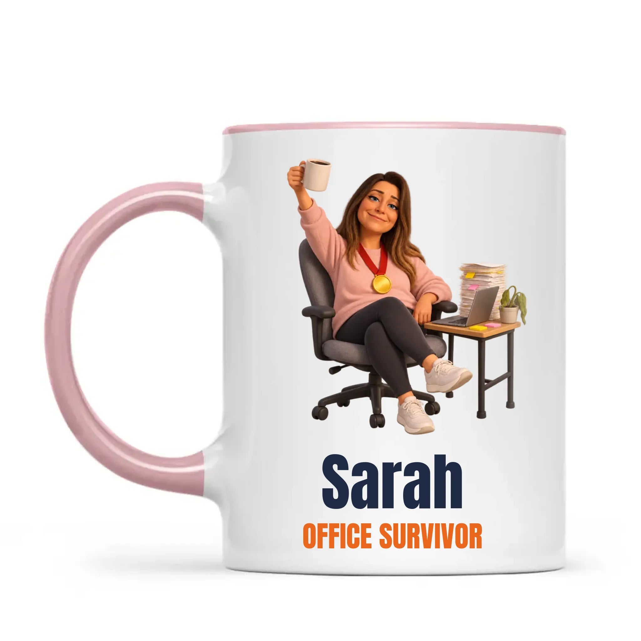 Personalised Office Survivor Cartoon Mug from Your Photo, view 13
