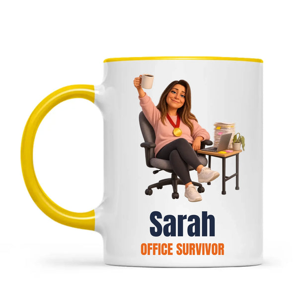 Personalised Office Survivor Cartoon Mug from Your Photo, view 16