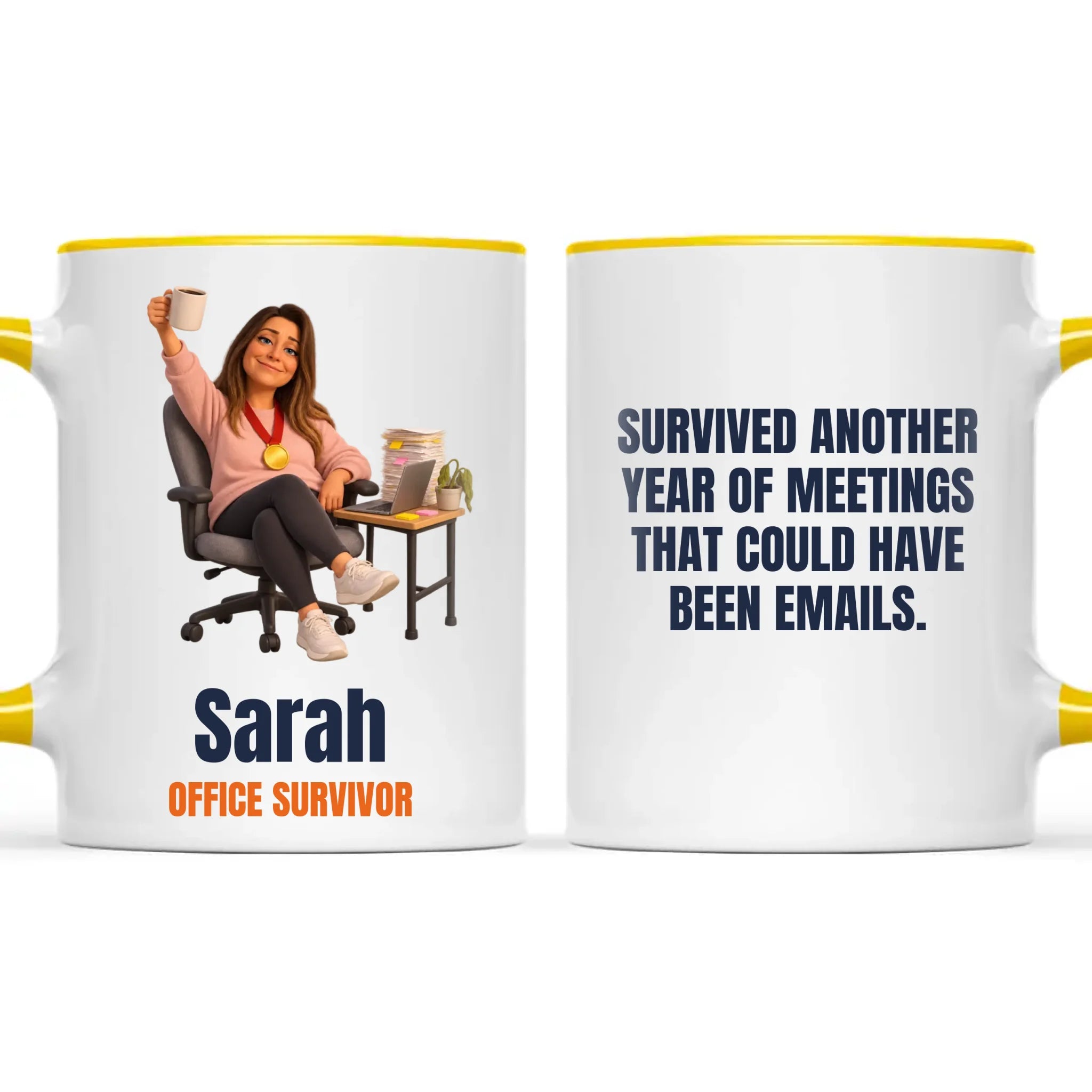 Personalised Office Survivor Cartoon Mug from Your Photo, view 18