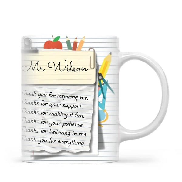 Personalised Teacher Thank You Note Mug, view 2